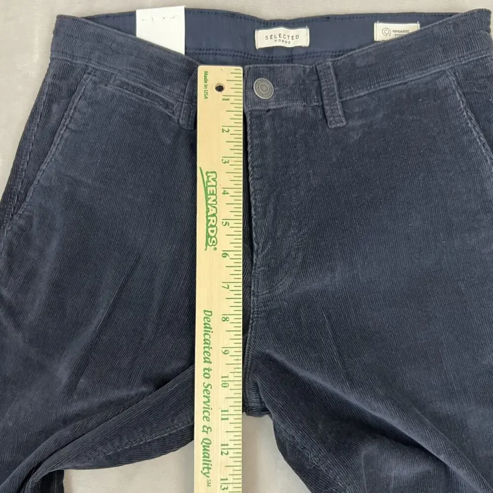 Selected Homme Pants Mens 30x32 Blue Corduroy Slim Skinny‎ Preppy Academia NWT